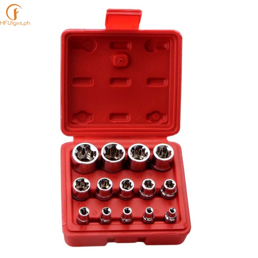 14 Pieces Female E-Torx Star Socket Set ,1/4