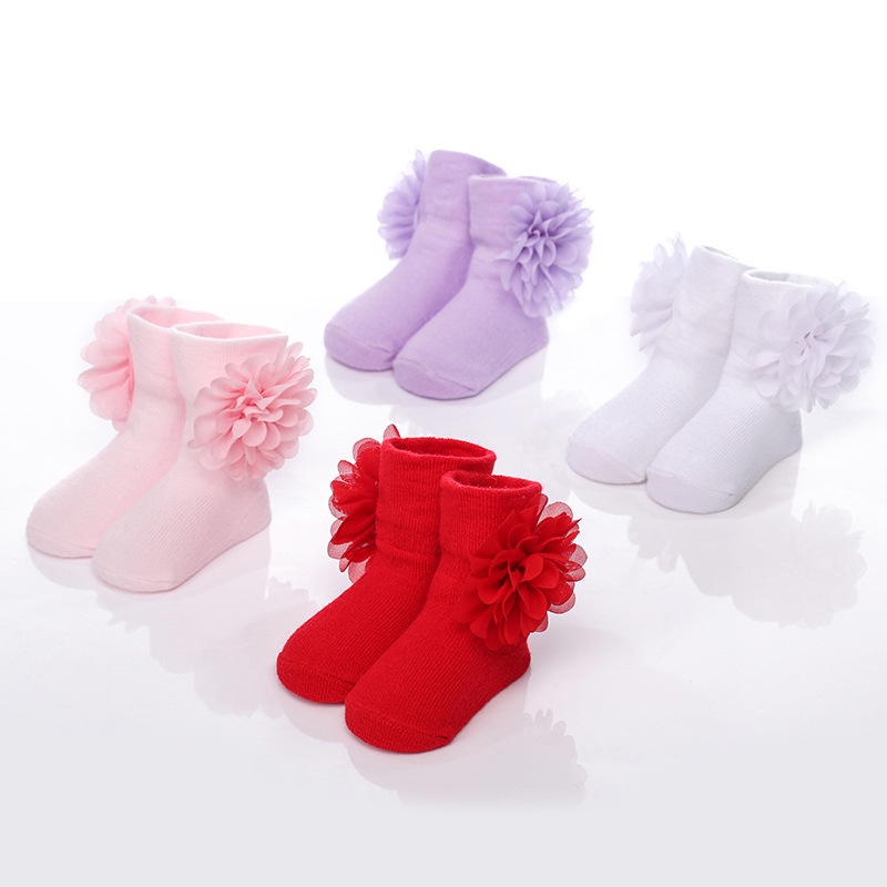012 Months Baby Girl Cotton Socks Breathable Flower Princess Footwear