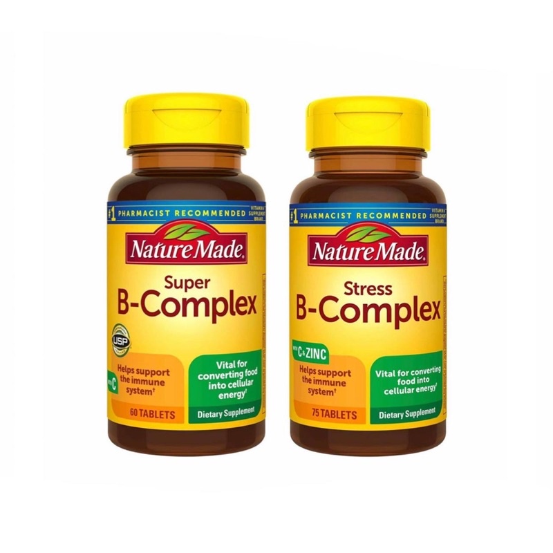 Nature Made Super B Complex 60 tabs / Stress B Complex 75 tabs w ...