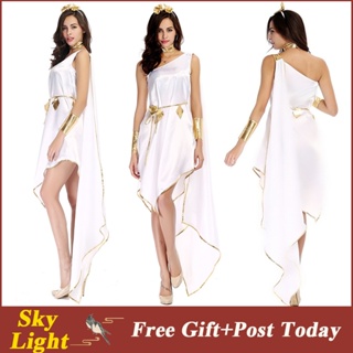 Greek goddess Halloween role play Egyptian queen Arab girl white dress  cosplay costume
