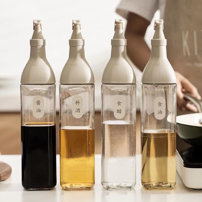 Condiments Seasoning Glass Bottle Oil Leak Proof Soy Sauce/Vinegar Soy