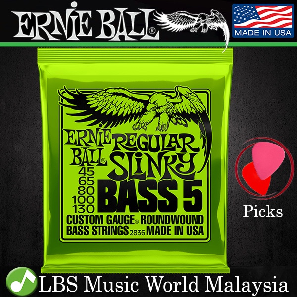 Ernie Ball 2836 Regular Slinky 5 String Nickel Wound Electric Bass Guitar String (45130