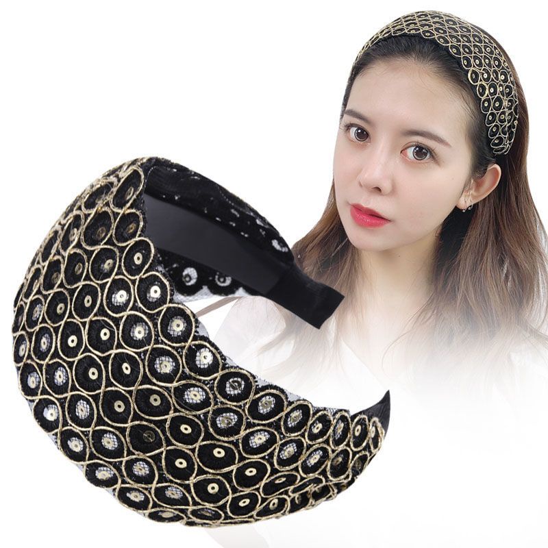 Gold Line Sequin Headband WideBrimmed Simple Korean Headwear