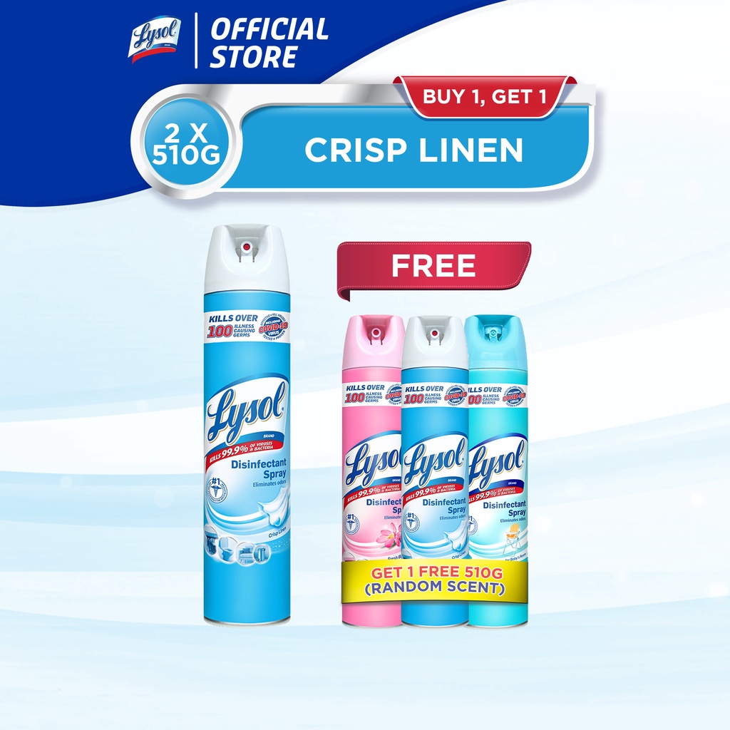 Lysol Disinfectant Spray Crisp Linen 510g With Free 510g Random Scent Shopee Philippines 3254