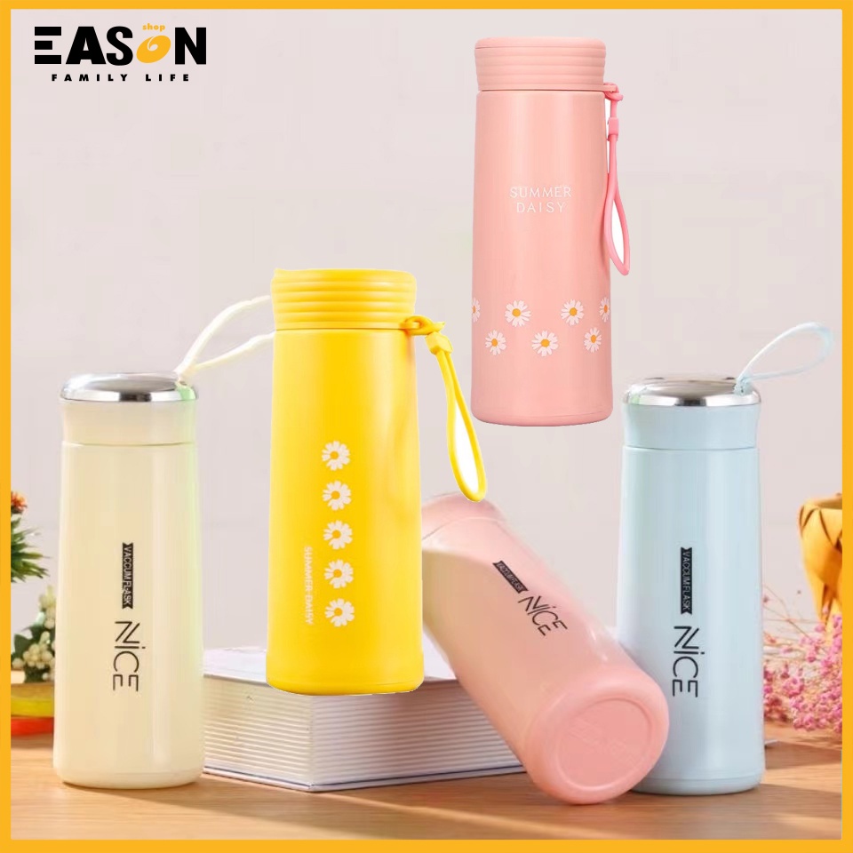 Easonshop Cod Nice Cup Daisy Cup Glass Bottle Tumbler Creative Leakproof Water Cup 400ml