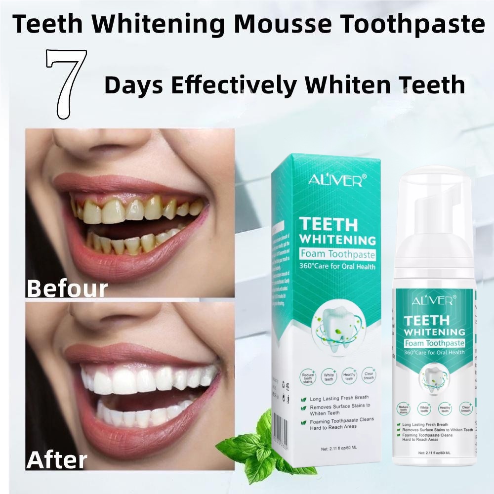 ALIVER Whitening Mousse Toothpaste Oral Care Mouthwash Remove Plaque