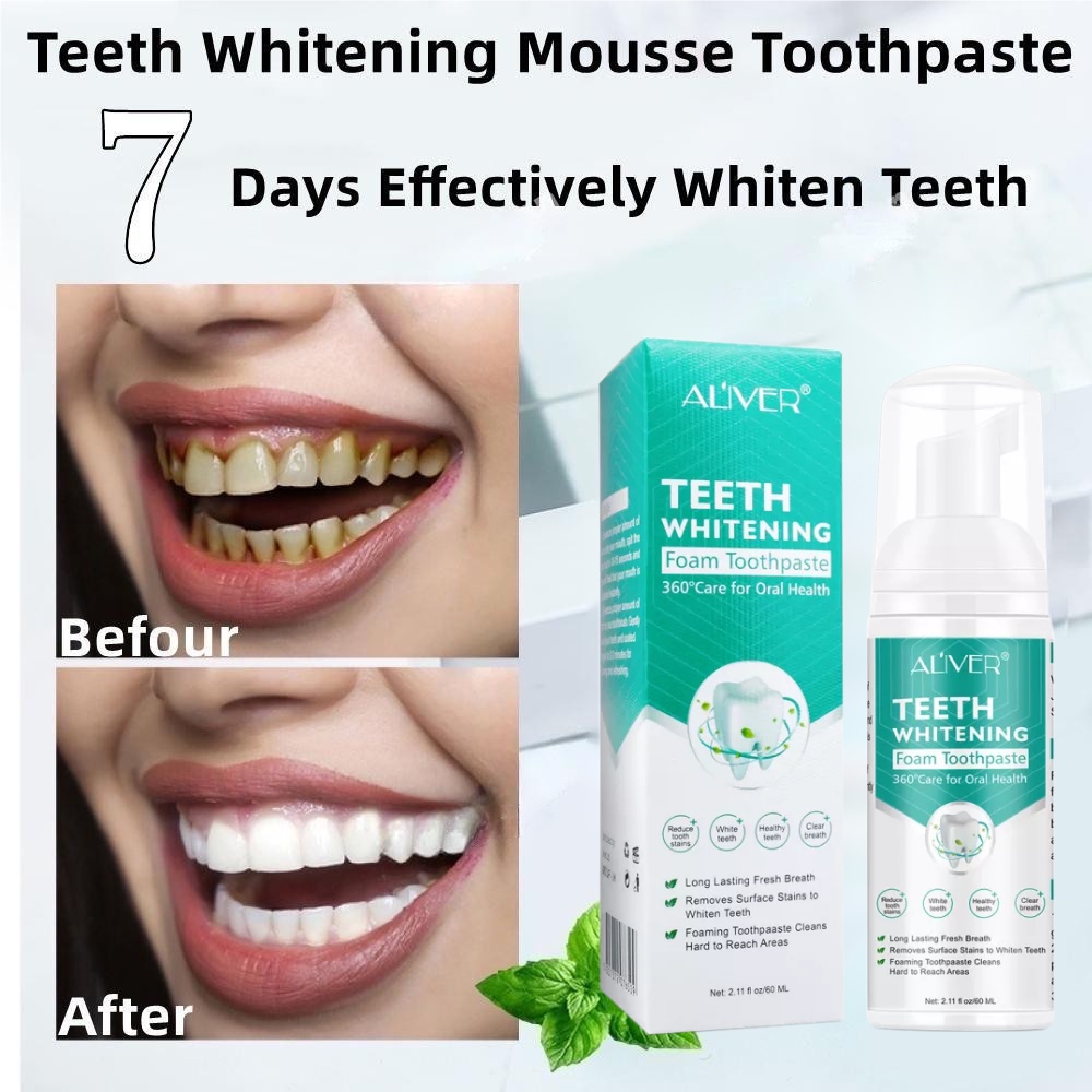 ALIVER Whitening Mousse Toothpaste Oral Care Mouthwash Remove Plaque ...