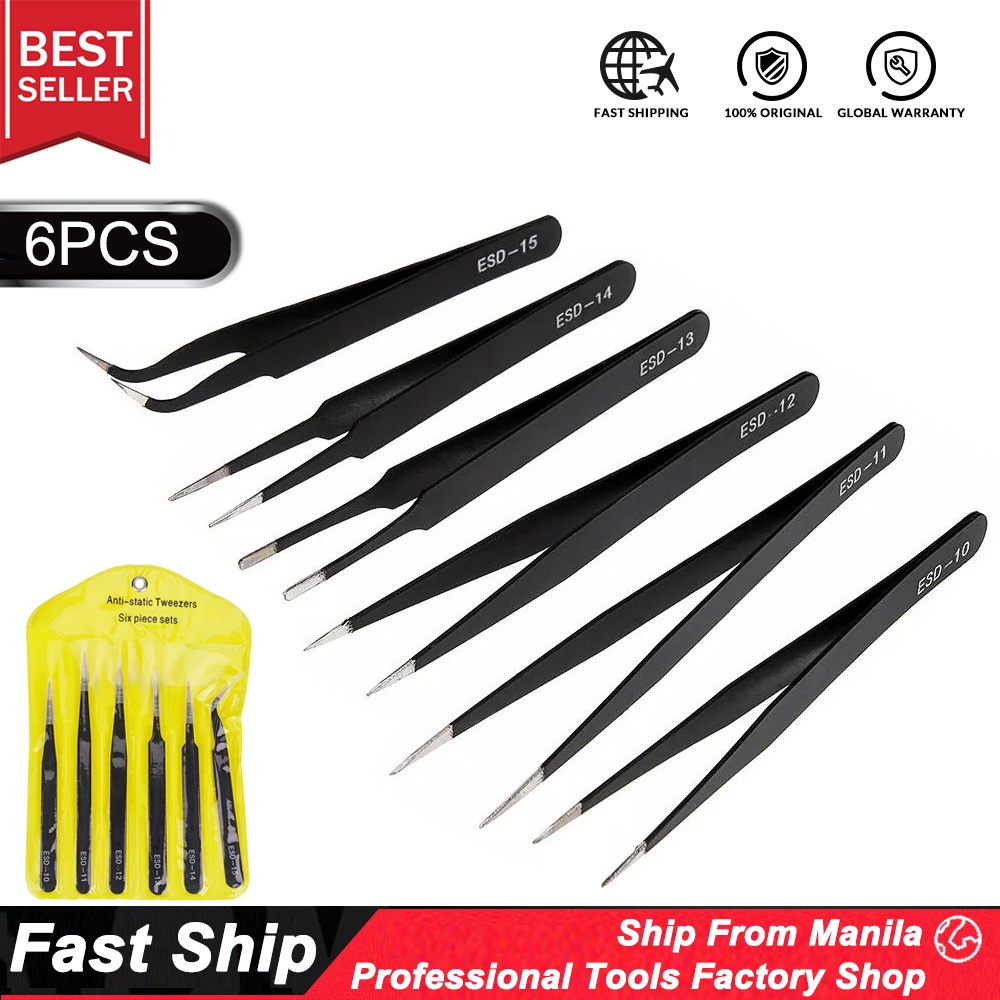 Anti Static 6Pcs/Set Industrial Repair Tweezer Precision Tweezers Set