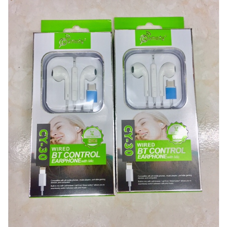 CY-30 Type C iOs Earphone Music with mouthpiece Adjustable volume ...