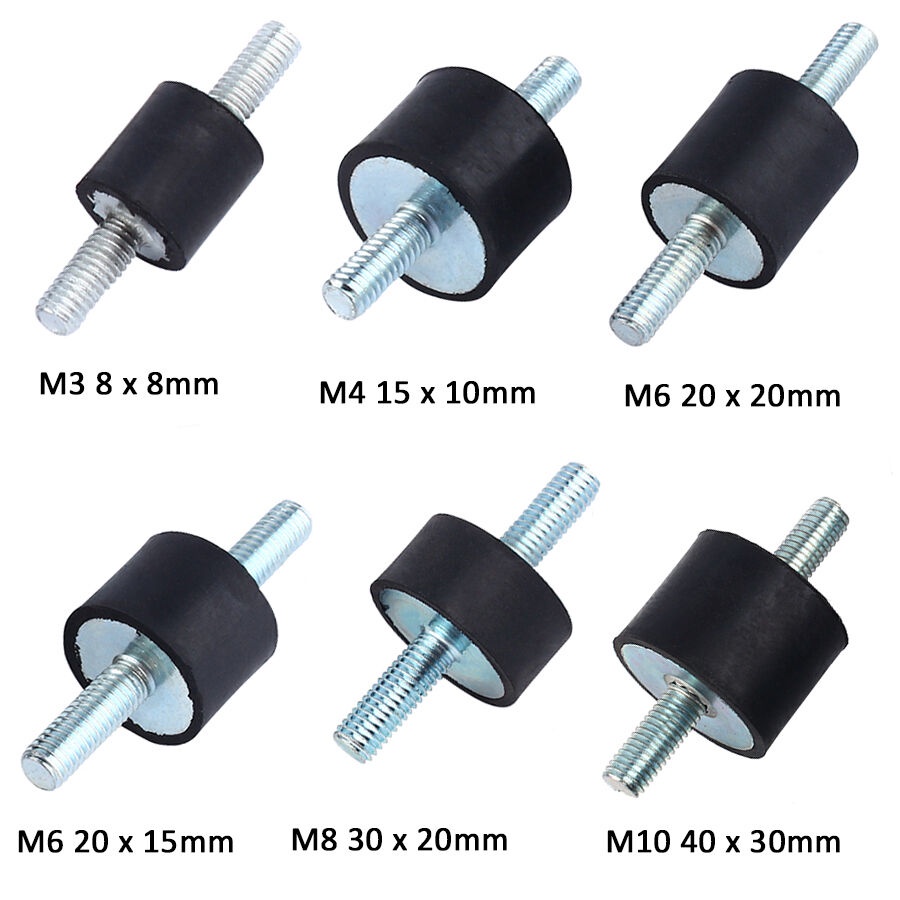 4pcs M6 Rubber Vibration Isolator Mounts - 20x20mm Anti Vibration Bobbins For Engine, Pump, Compressor