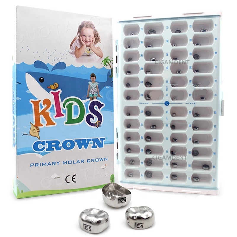 48Pcs/Kit Dental Kids Primary Molar Crown Stainless Steel Preformed