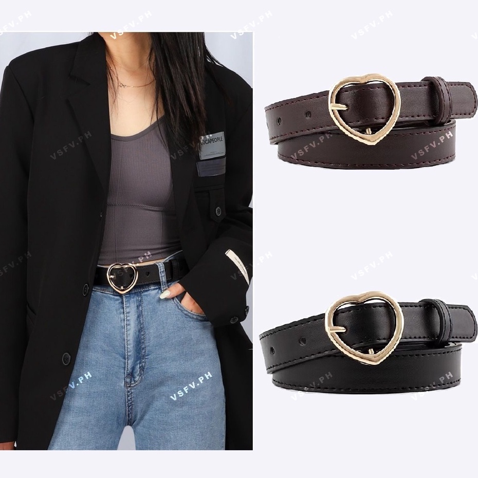 Korean Fashion Heart/Pentagon Women Belts Leather Metal Buckle Waist ...