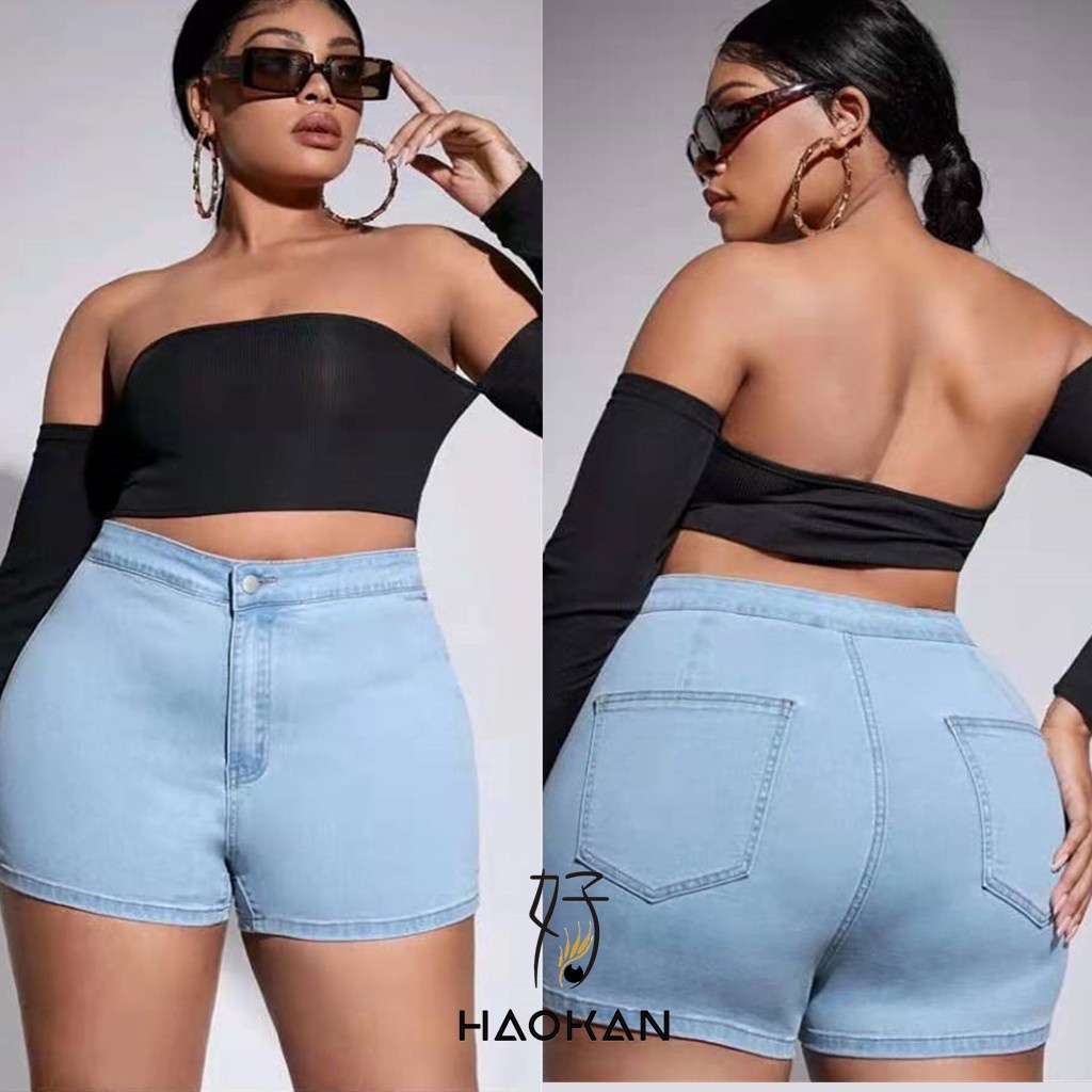 New Ladies Plus Size Denim Shorts High Waist Shorts and Stretchable Summer Joni Shorts LS805 Shopee Philippines