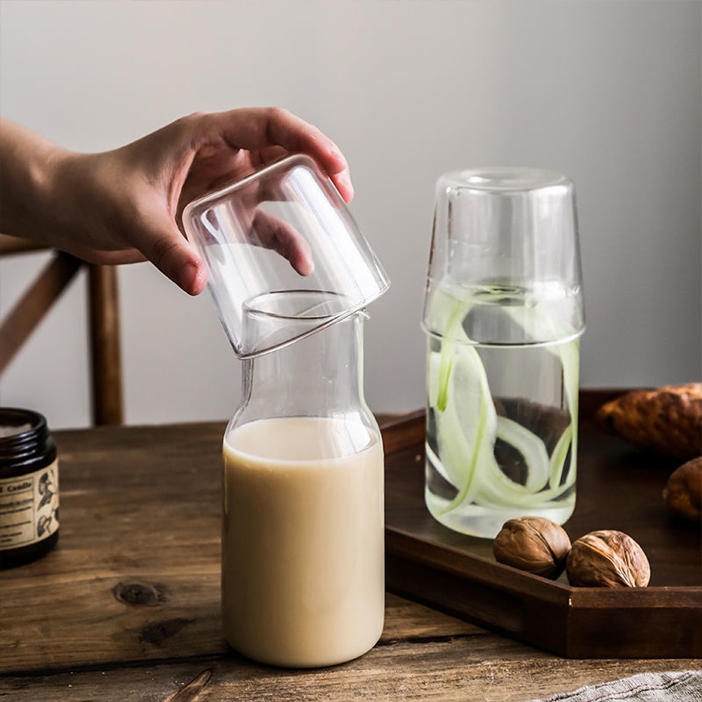 EC Carafe Mini Pitcher with Cup Heat and Cold Resistant Pitcher Bottle ...