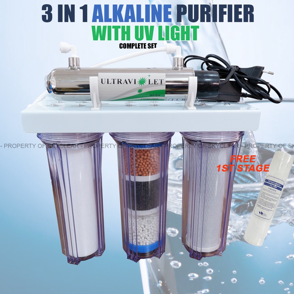 4 Stages ALKALINE Water Purifier with UV light complete set with FREE ...