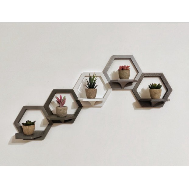 Hexagonal Wall Mounted Hexagon Wall Mounted Hanging Rack Size 20x22cm ...
