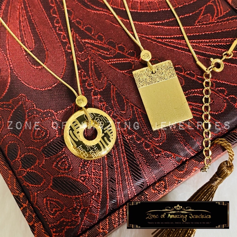 zoaj.ph 18kgp Amulet Lucky Charm Necklace with Round Lock Chain ...