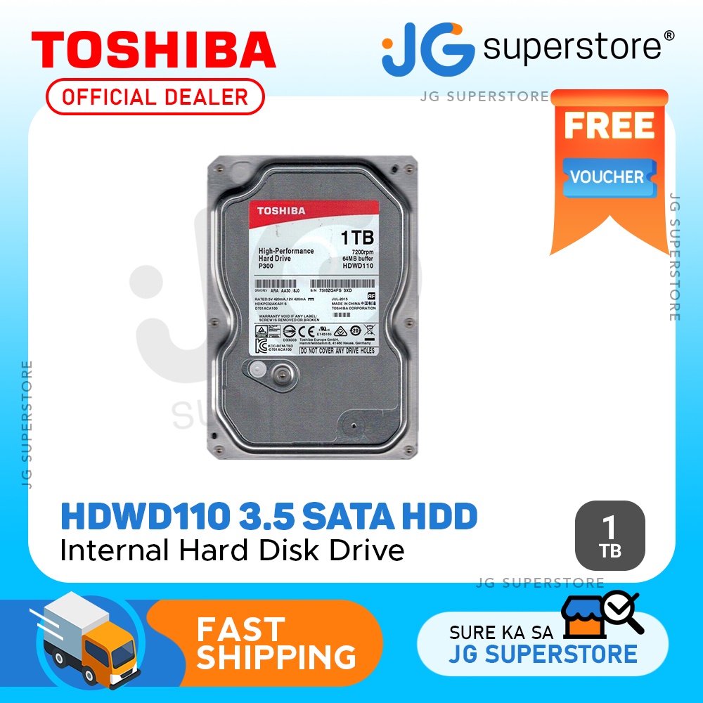 Toshiba 1TB Internal Hard Disk Drive HDD 3.5 SATA PC P300 | HDWD110 ...