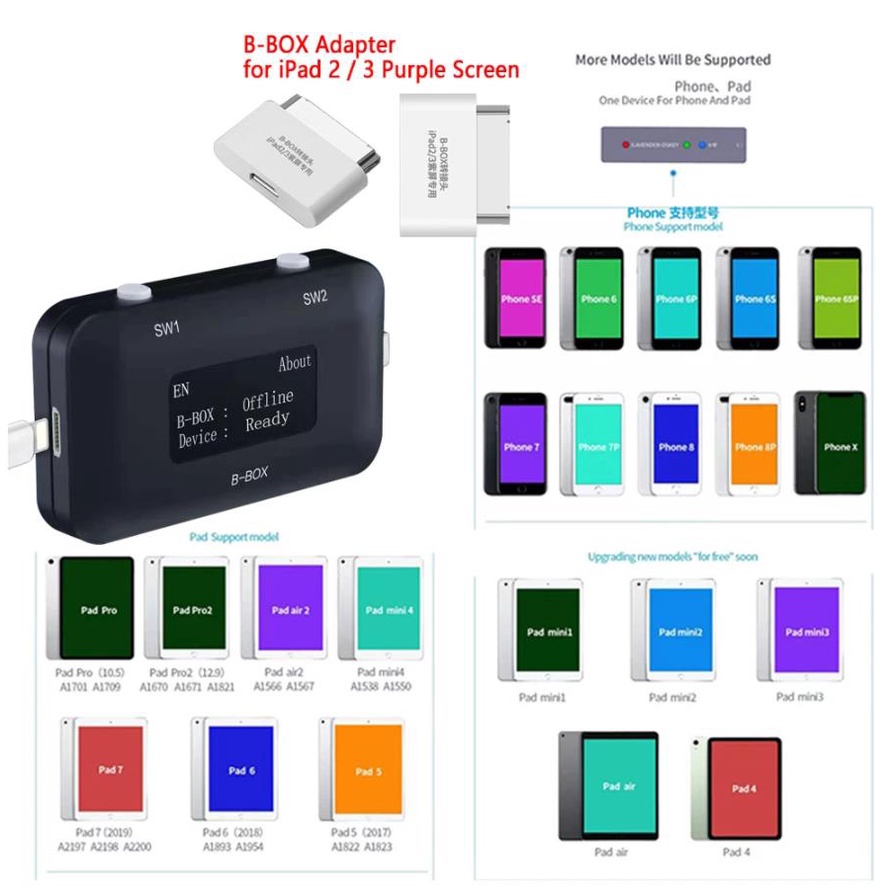 JC B-BOX Pro DFU Box Window DCSD Cable For IOS A7-A11 One Key Purple ...