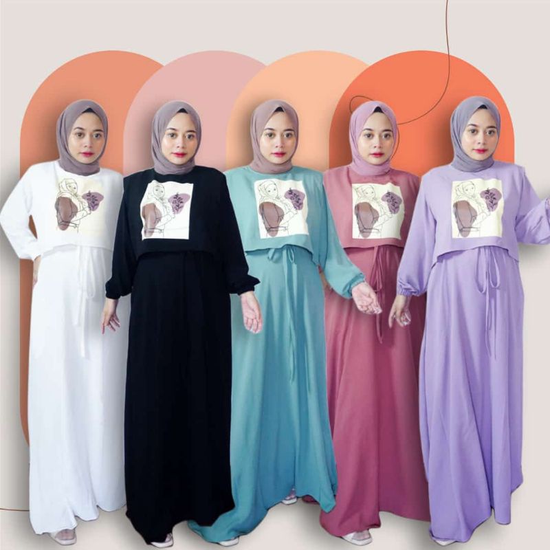 Andin Dress X Ria Ricis/Gamis printing/viral Dress | Shopee Philippines