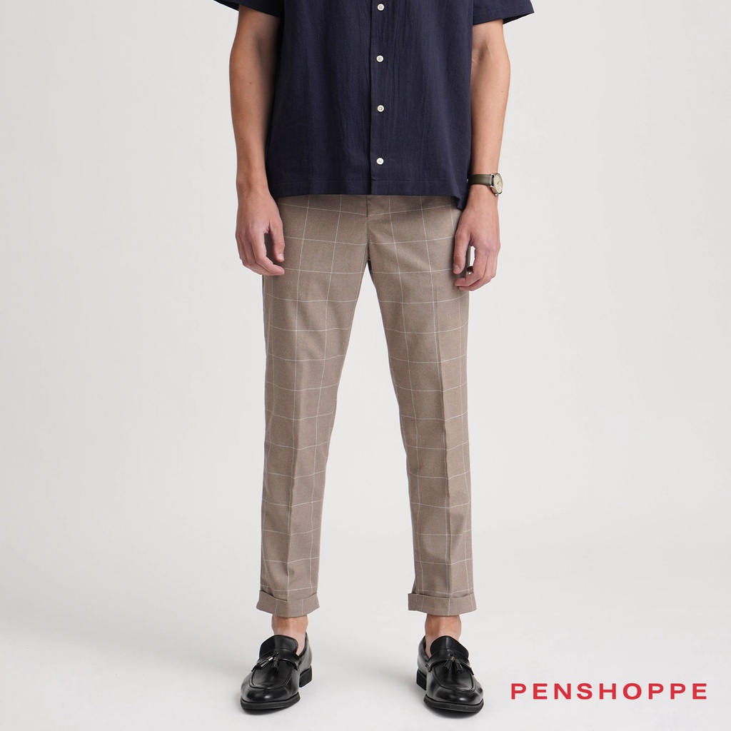 Penshoppe Dress Code Ankle Length Dapper Trousers For Men (Khaki ...