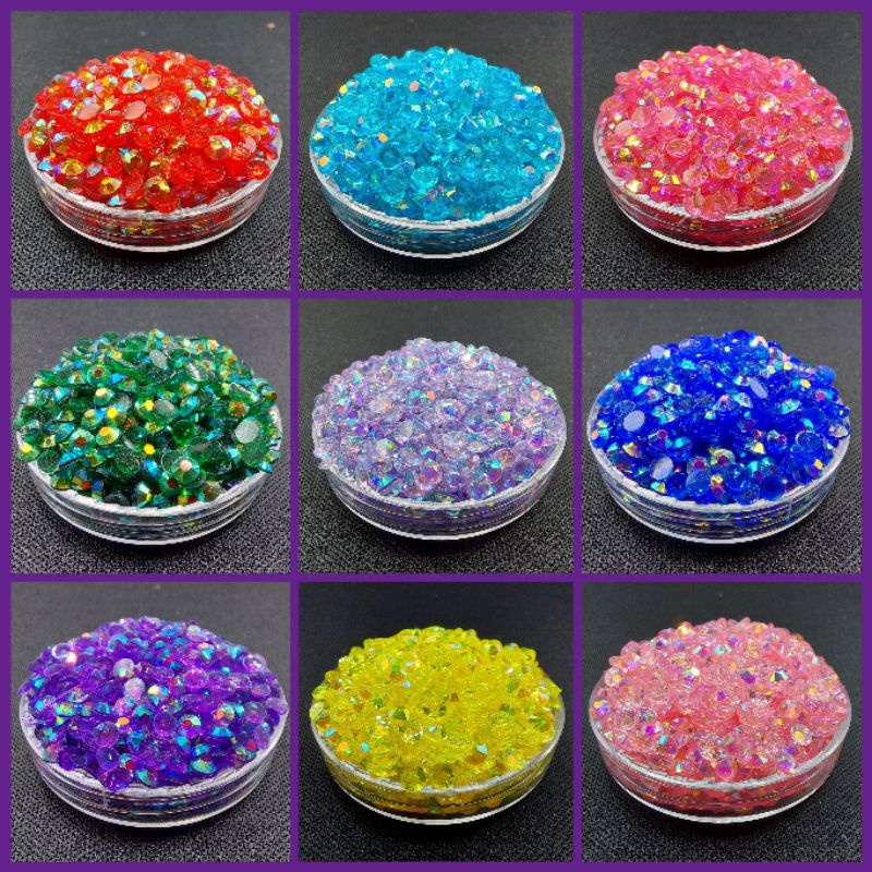 3mm Rhinestones AB Transparent Bottom 1/2 tsp Approx. 220-240 pcs ...