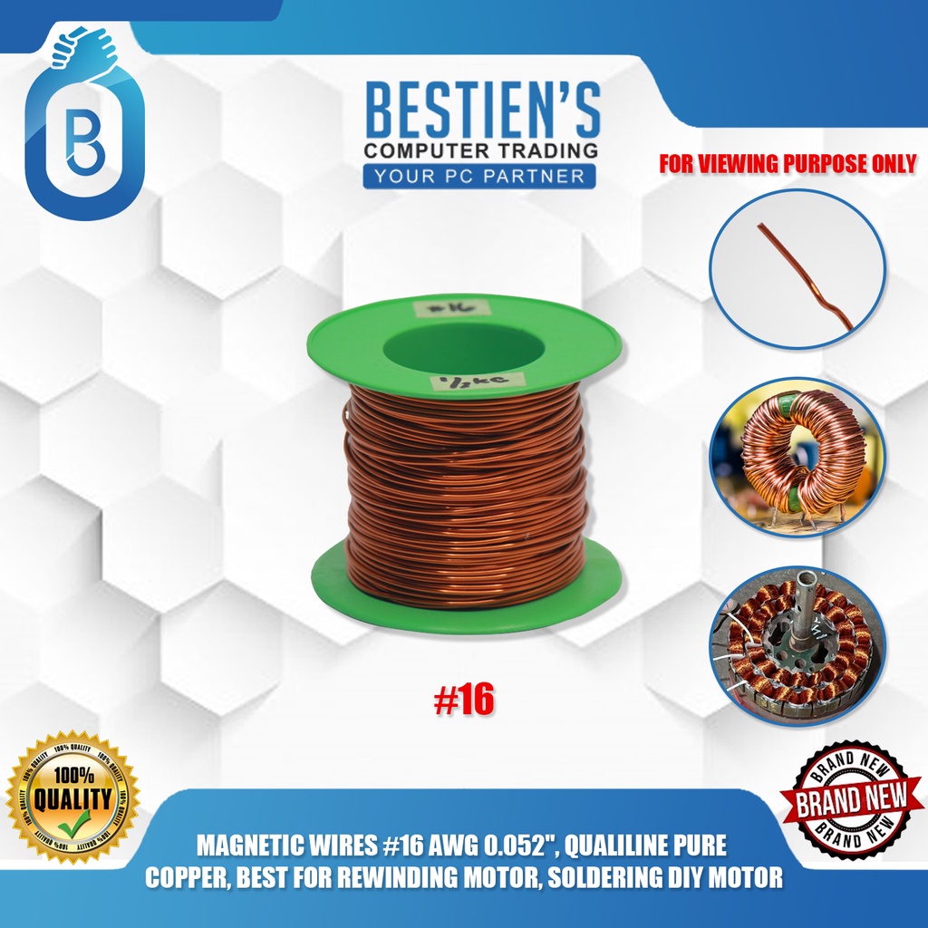 WIRES 16 AWG 0.052", QUALILINE PURE COPPER, BEST FOR REWINDING MOTOR, SOLDERING DIY