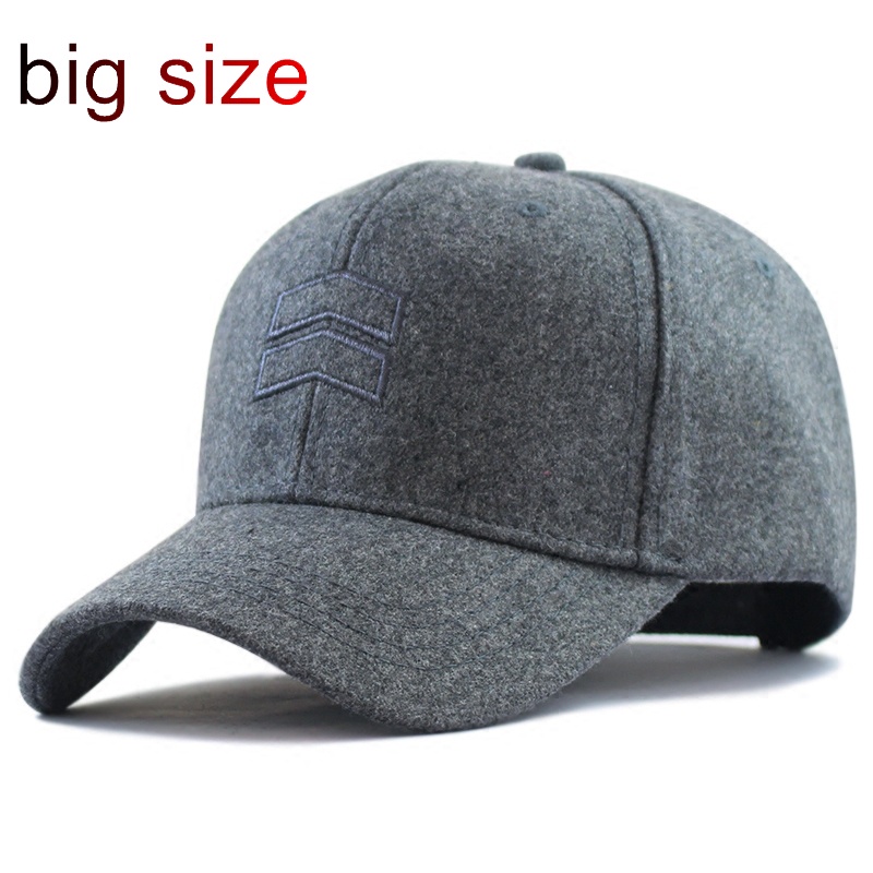 Winter Dad Warm Felt Hats Big Head Man Wool Cap Male Plus Size Baseball