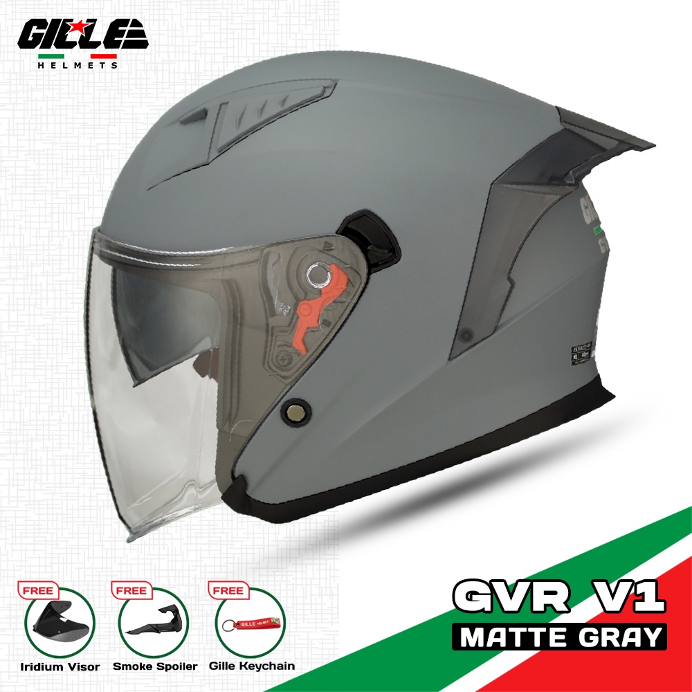 Gille Helmet 172 GVRV1 PLAIN Motorcycle Helmets Half Face Dual Visor