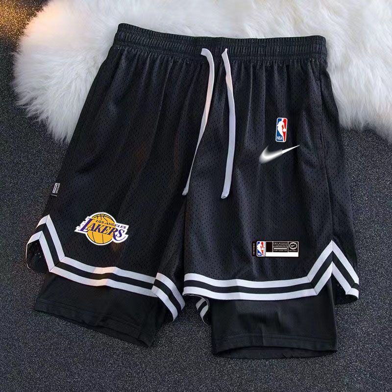 American shorts, double layer, knee length, three quarter pants, same  basketball pants of Kobe Kuri Owen of the Lakers, fake two-piece sports  pants with lining