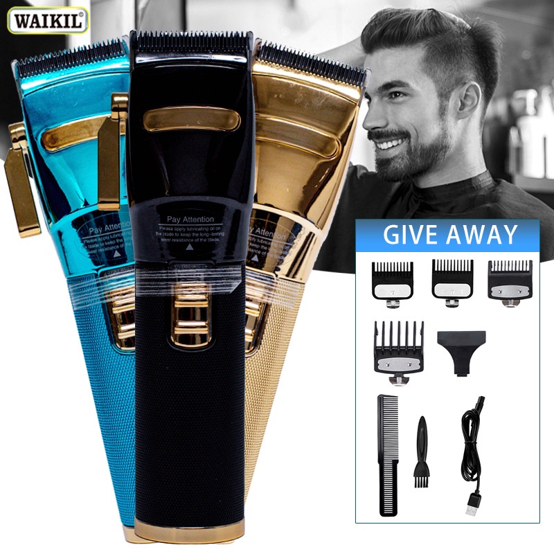 Gold Hair Trimmer Men LCD Display Barbershop Rechargeable Professional ...