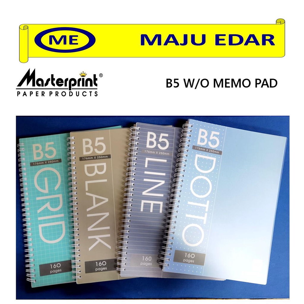MASTERPRINT B5 WIRE-O MEMO PAD/ NOTEBOOK/ GRID/ BLANK/DOTTO/LINES ...