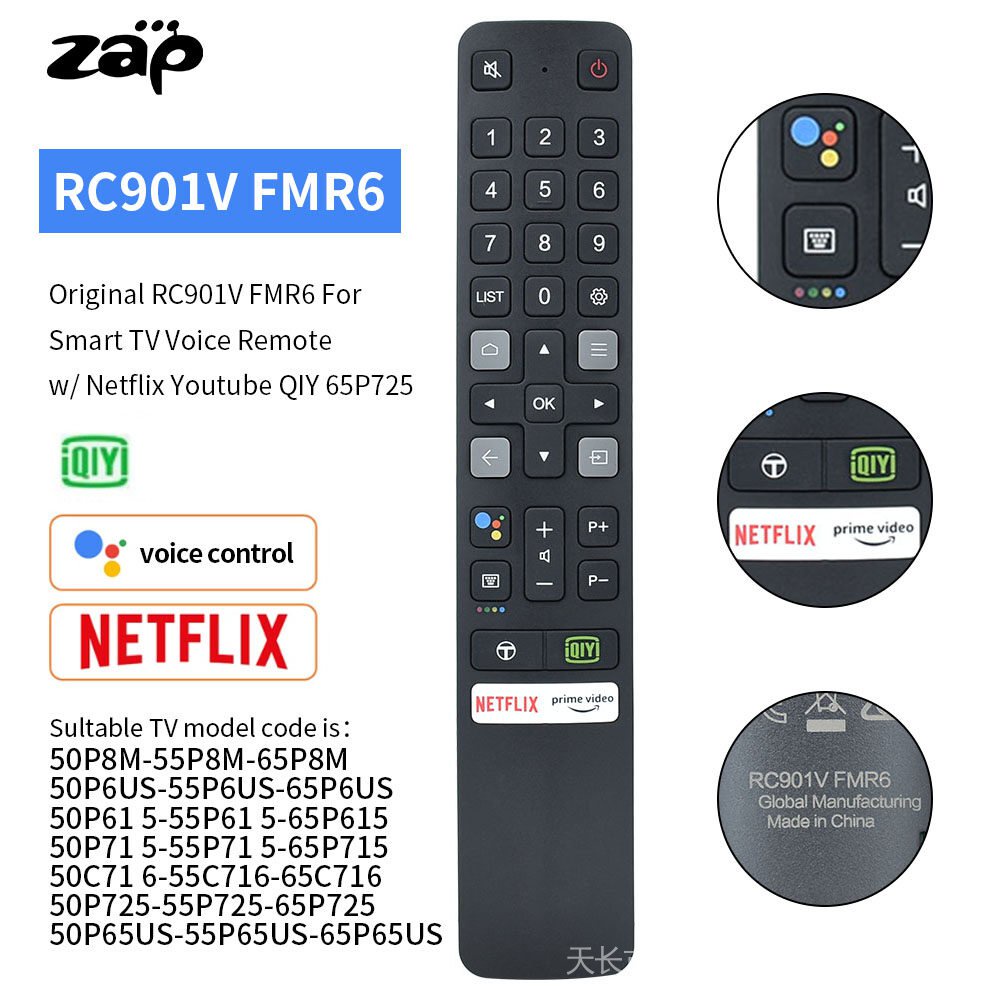 RC901V FMR6 Voice For TCL 55 Inch 4K HDR Google TV Dolby Vision And ...