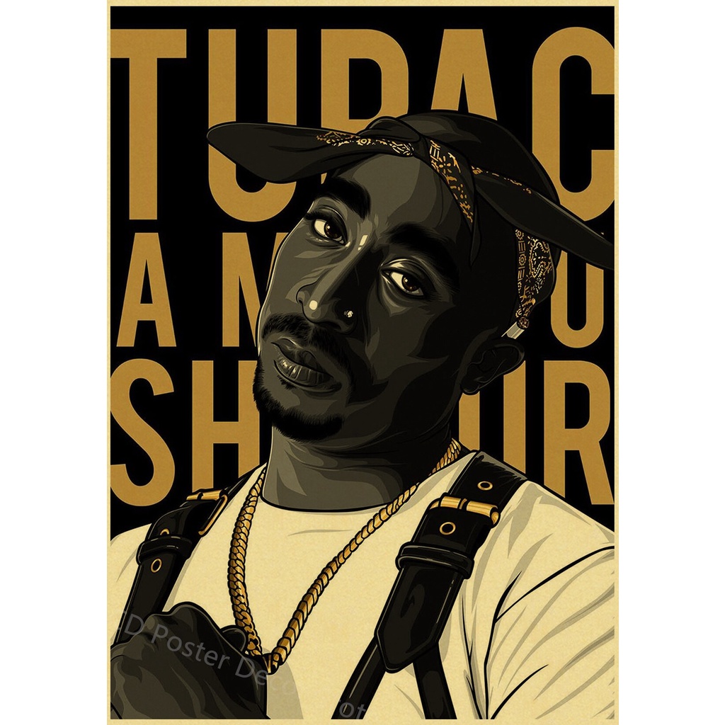 Hip Hop Singer Tupac Retro Poster Kraft Paper 2PAC Prints Posters ...