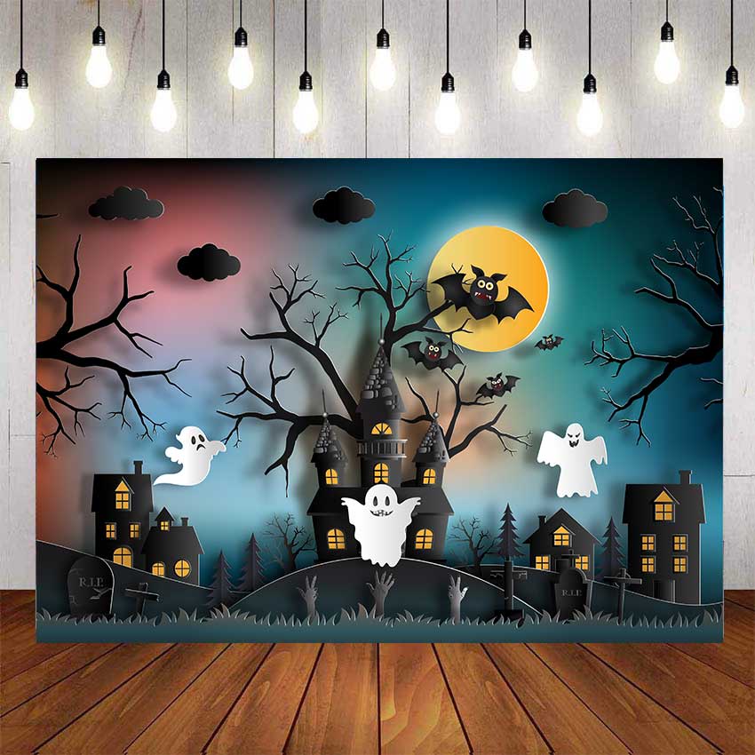 3 Options Happy Halloween Backdrops For Kids Props Ghost Children Party...