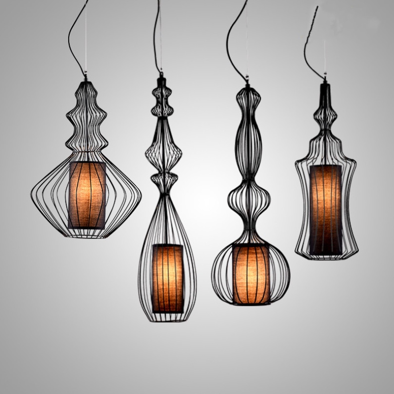 Nordic Retro Industrial Style Chandelier Living Room Wrought Iron ... - Retro Industrial Style Lighting Design