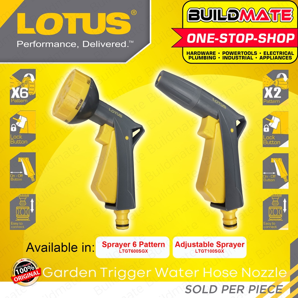 LOTUS Garden Trigger Water Hose Nozzle 6 Pattern Sprayer Adjustable