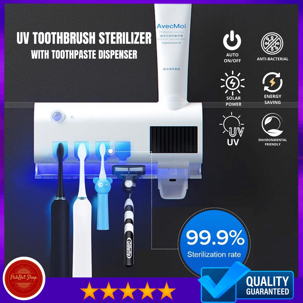 Toothbrush Holder Sterilizer Toothpaste Dispenser Multi functional