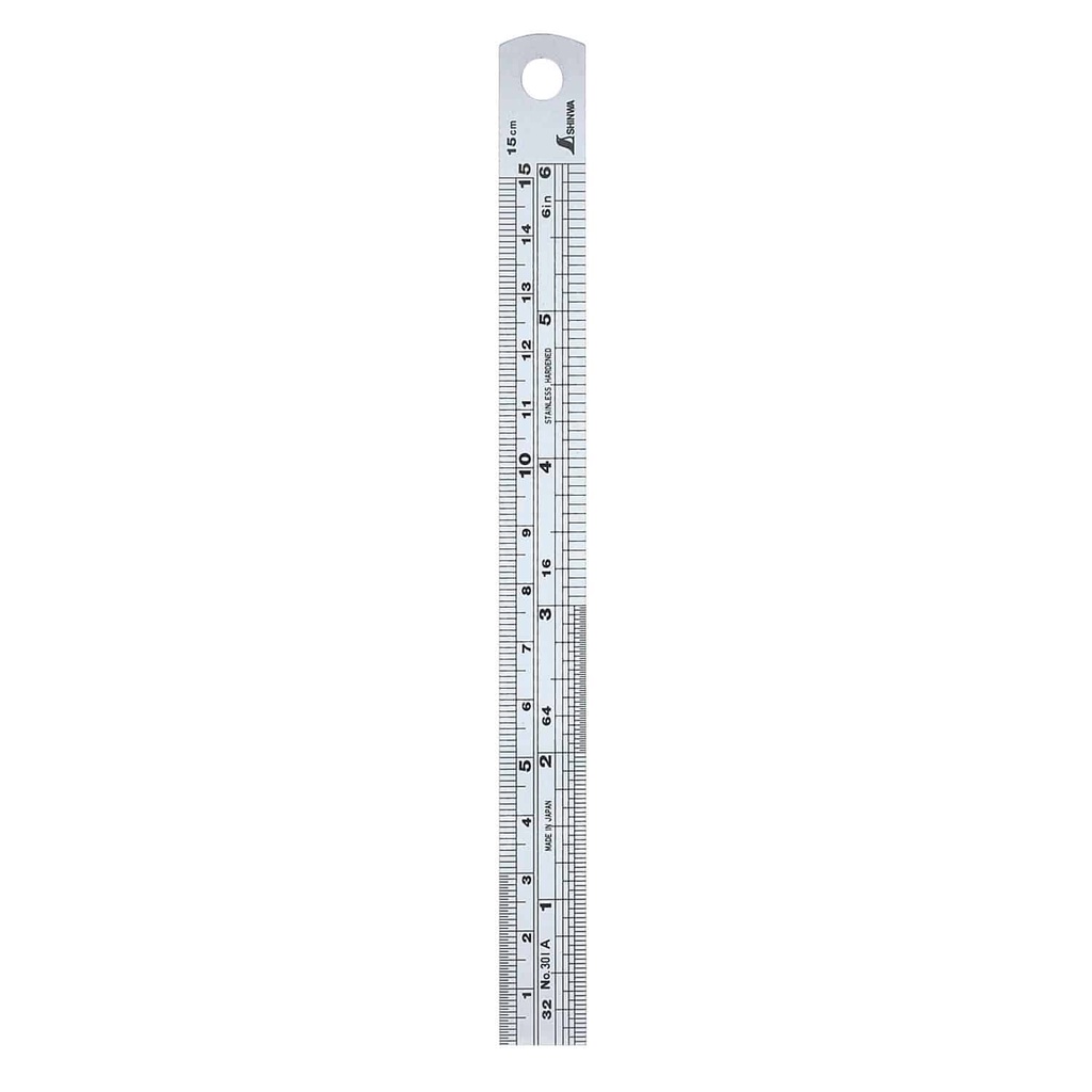 SHINWA Stainless steel ruler METRIC/ENGLISH - 30cm/12