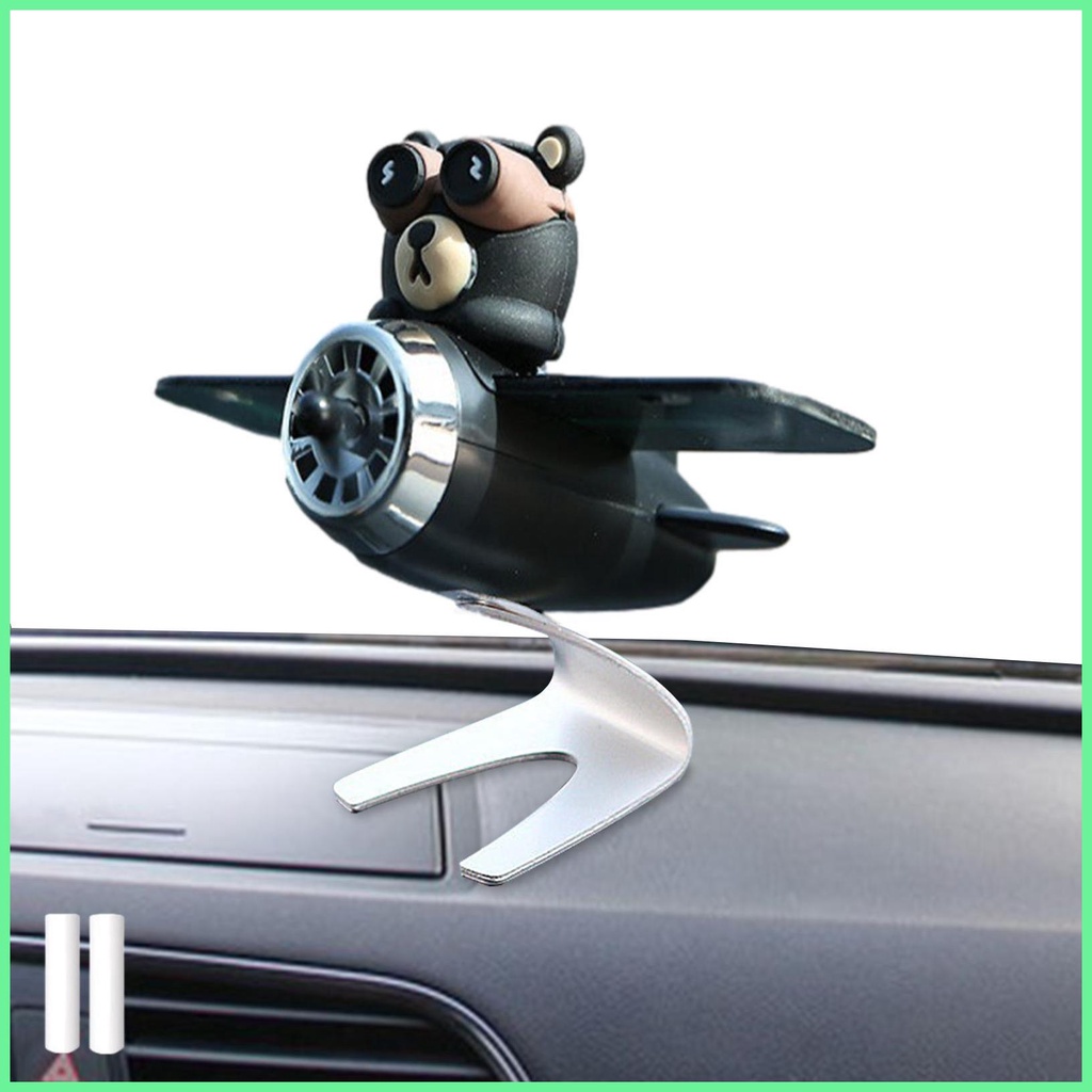 Teddy Bear Pilot Air Freshener Cute Cartoon Solar Power Rotating