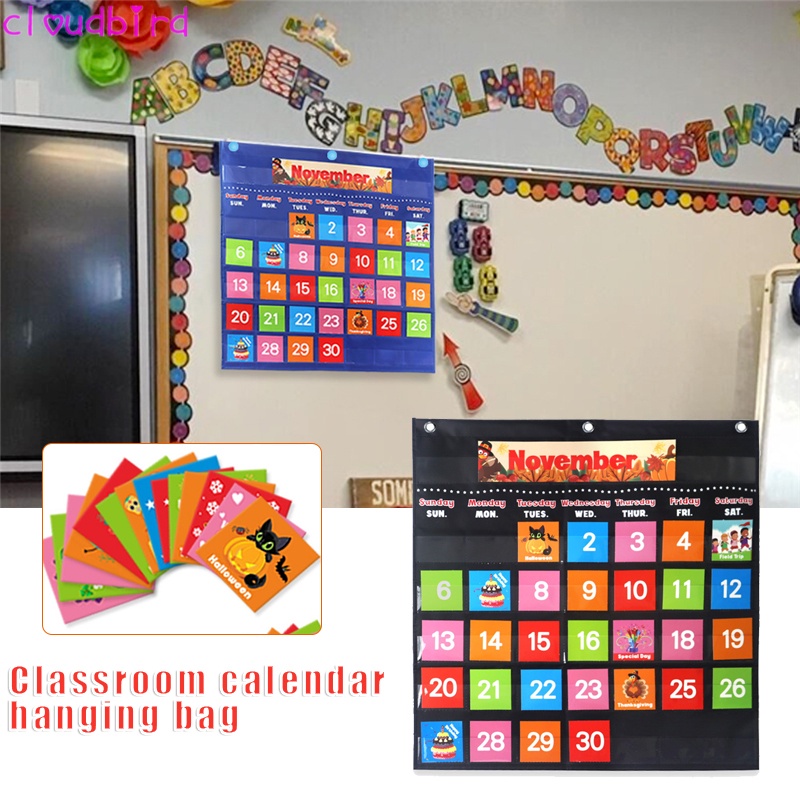 Calendar Pocket Chart Early Childhood Educational Cards for Home