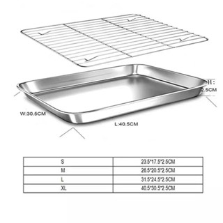 Baking Sheet with Cooling Rack Set 304 Stainless Steel Baking Pan with Wire  Rack, Heavy Duty Half Sheet Pan for Oven Cooking - AliExpress