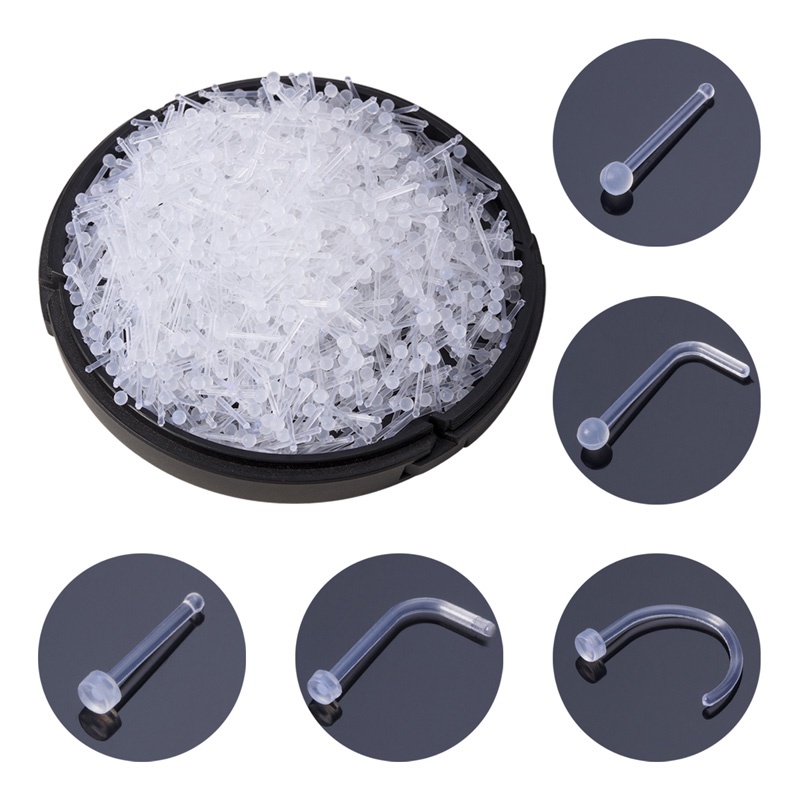 10100pcs Clear Acrylic Nose Ring Stud Transparent Invisible Straight