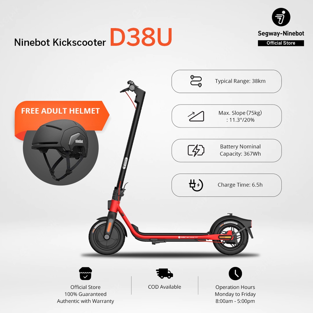 SEGWAY Ninebot Kickscooter D38U Bundled with Adult Helmet LXL Shopee
