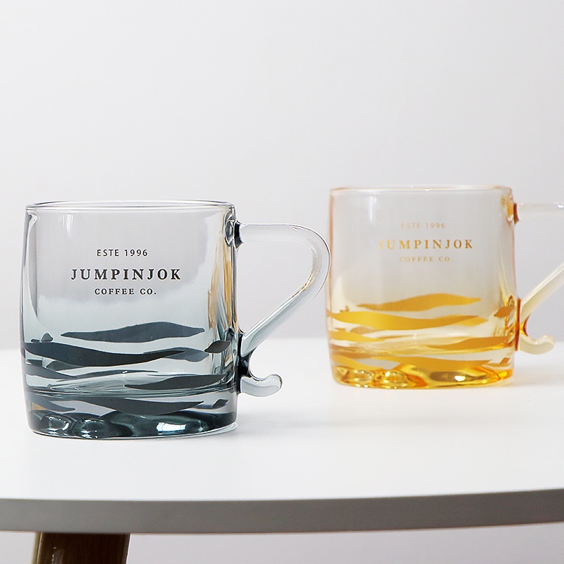350MLTiger print glass cup, Cat paw thick bottom glass cup, home glass
