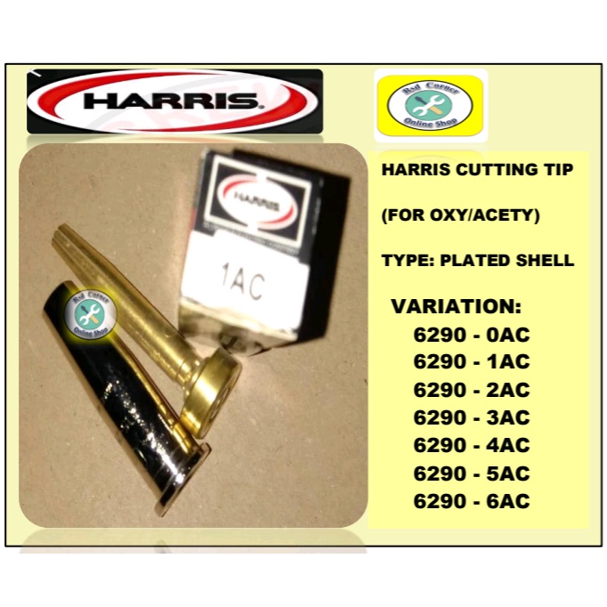 HARRIS Plated Shell Cutting tip ( Acetylene ) ( 0AC, 1AC, 2AC, 3AC, 4AC ...