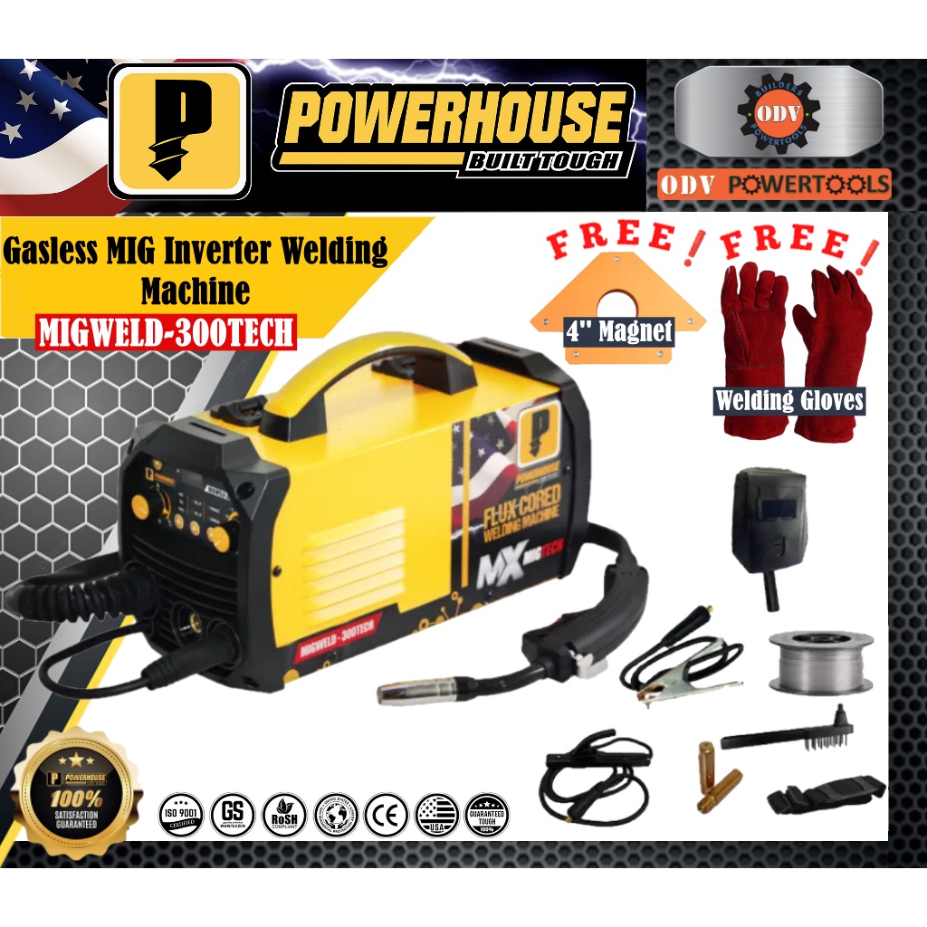 Powerhouse MIGWELD300TECH 300A Gasless MIG Inverter Welding Machine