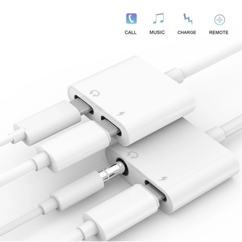 For Lighting to 3.5MM Jack Charger Adapter Splitter For iPhone 12 11 ...