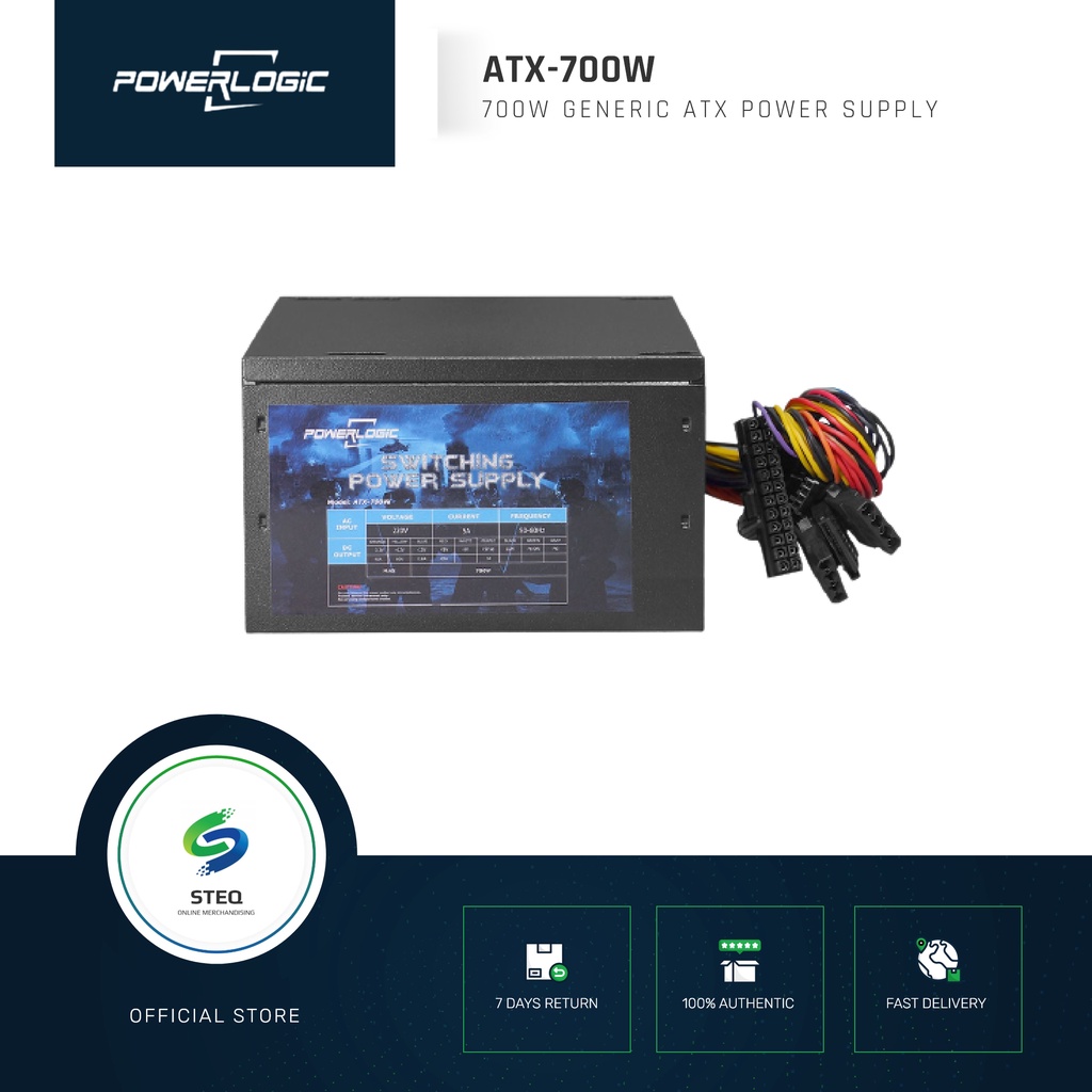 STEQ Powerlogic P700W 20+4 Pin Switching Power Supply PSU | Shopee ...