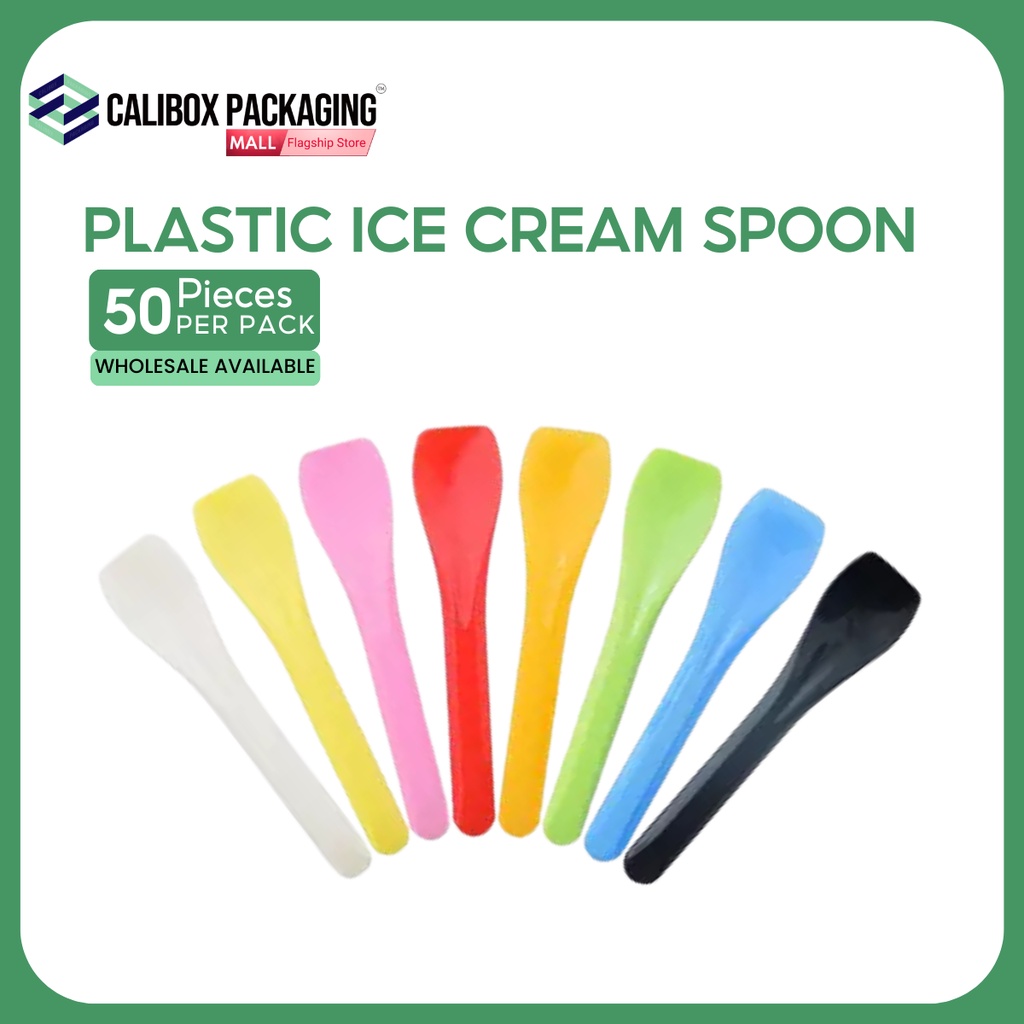 Calibox Packaging Sundae Spoon Ice Cream Dessert Spoon 50pcs Shopee